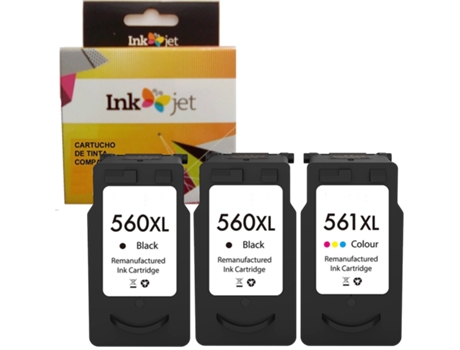 Pack 3 Cartuchos de Tinta Compatibles Canon PG560XL CL561XL 3712C001/3713C001 3730C001/3731C001 Alta Calidad