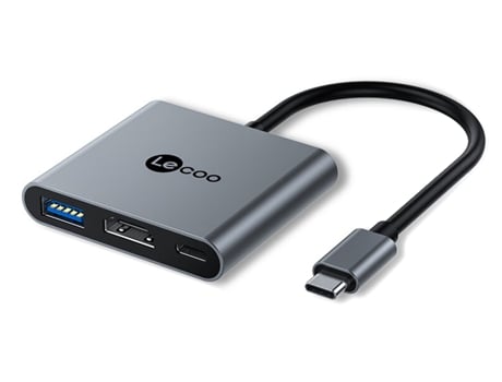 Adaptador LECOO Lkc1327H 3In1 Tipo-C a Usb3.0 Pd100W HDMI para Huawei Mate40/P50 S20