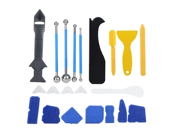 Kit de herramientas de sellado de plástico de 22 piezas: esparcidor, raspador, moldeador y potenciador de lechada.