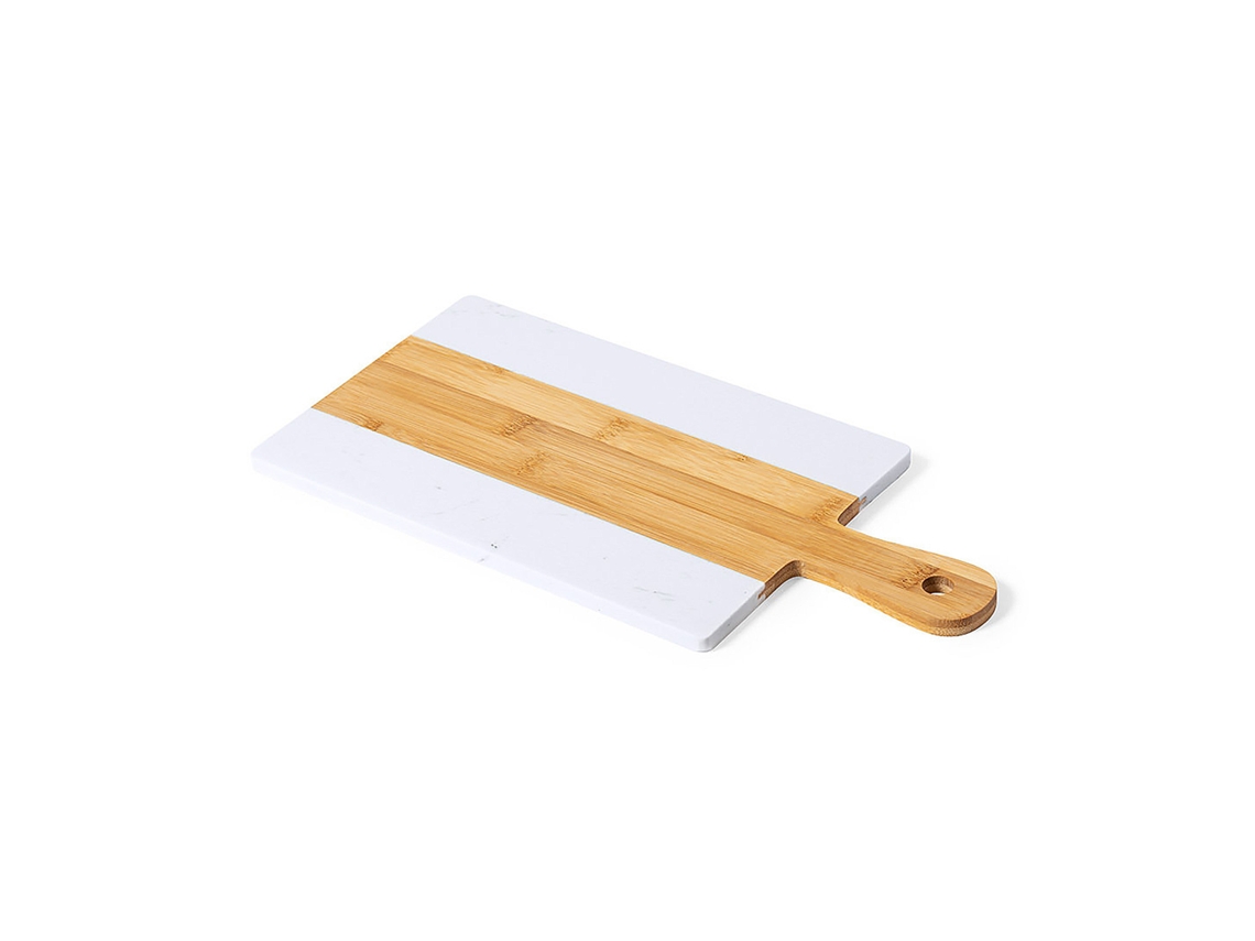 Tabla de cortar de mármol natural y bambú, 38 cm.