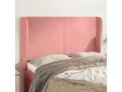 Cabecero Con Orejas De Terciopelo Rosa 147x23x118/128 Cm
