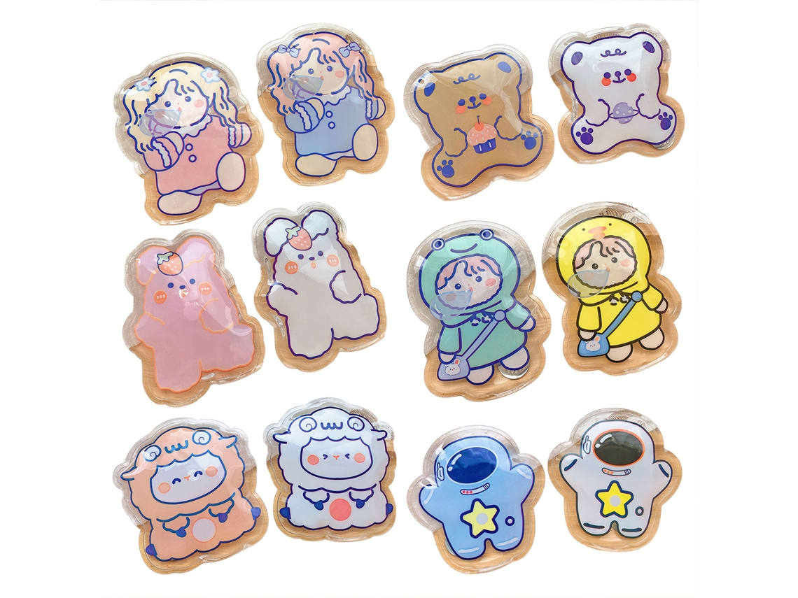 Calentadores de manos portátiles reutilizables de gel líquido con estampado de dibujos animados