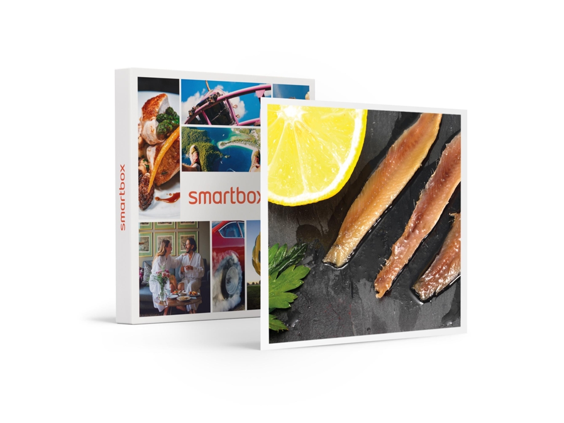Caja Regalo SMARTBOX Conservas Avelina a domicilio: octavillos de anchoa, queso de oveja o de cabra y botella de sidra