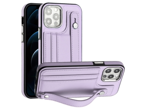 Funda Mobile Phone Cases Shockproof With Wrist para iPhone 12 Piel Marrón