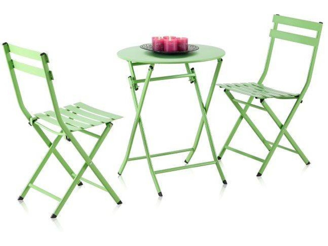 Conjunto de Mesa e 2 Cadeiras Dobráveis ​​para Exterior Gio Pistacho 60 X 71 5 X Cm DUEHOME