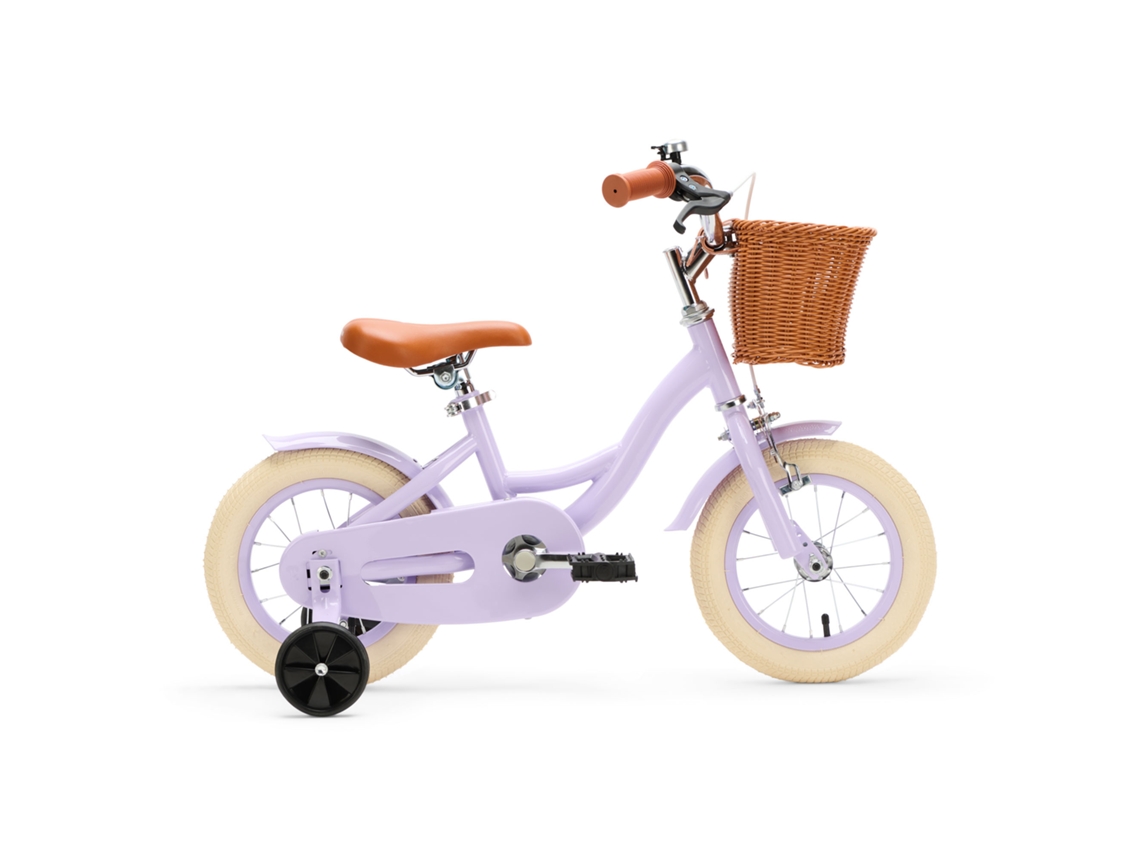 Bicicleta infantil Generation Blanco de 12 pulgadas, color lila, con cesta.