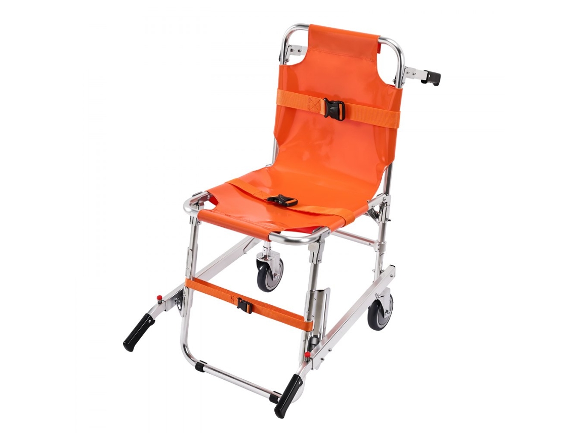 Silla de evacuación y transporte de escaleras de aluminio Tekmaquinas con ruedas y cinturones ajustables