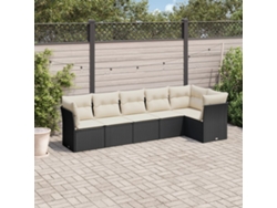 Conjunto de sofá de jardín de 6 piezas con cojines, mimbre sintético negro, DKD Home Decor