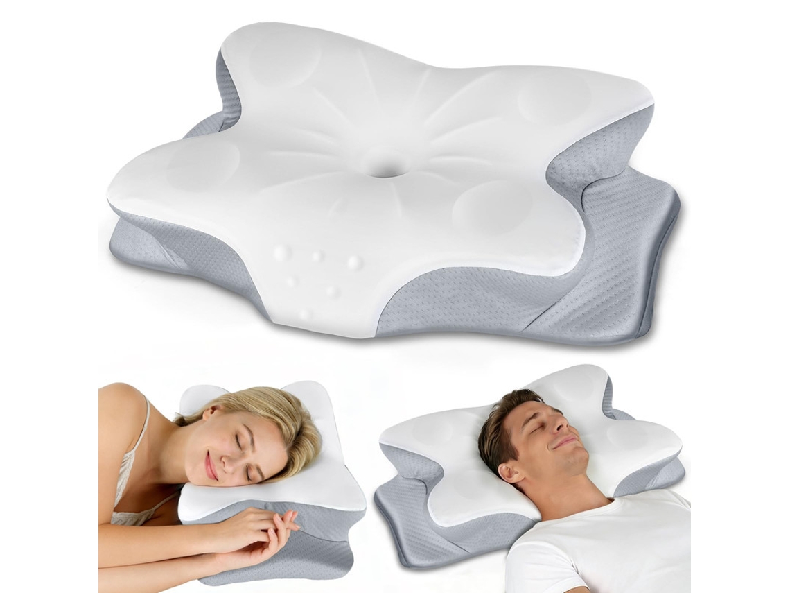 Almohada De Soporte Cervical Para El Cuello – Almohadas Ergonómicas De Espuma Viscoelástica Con Contorno, 2 Alturas