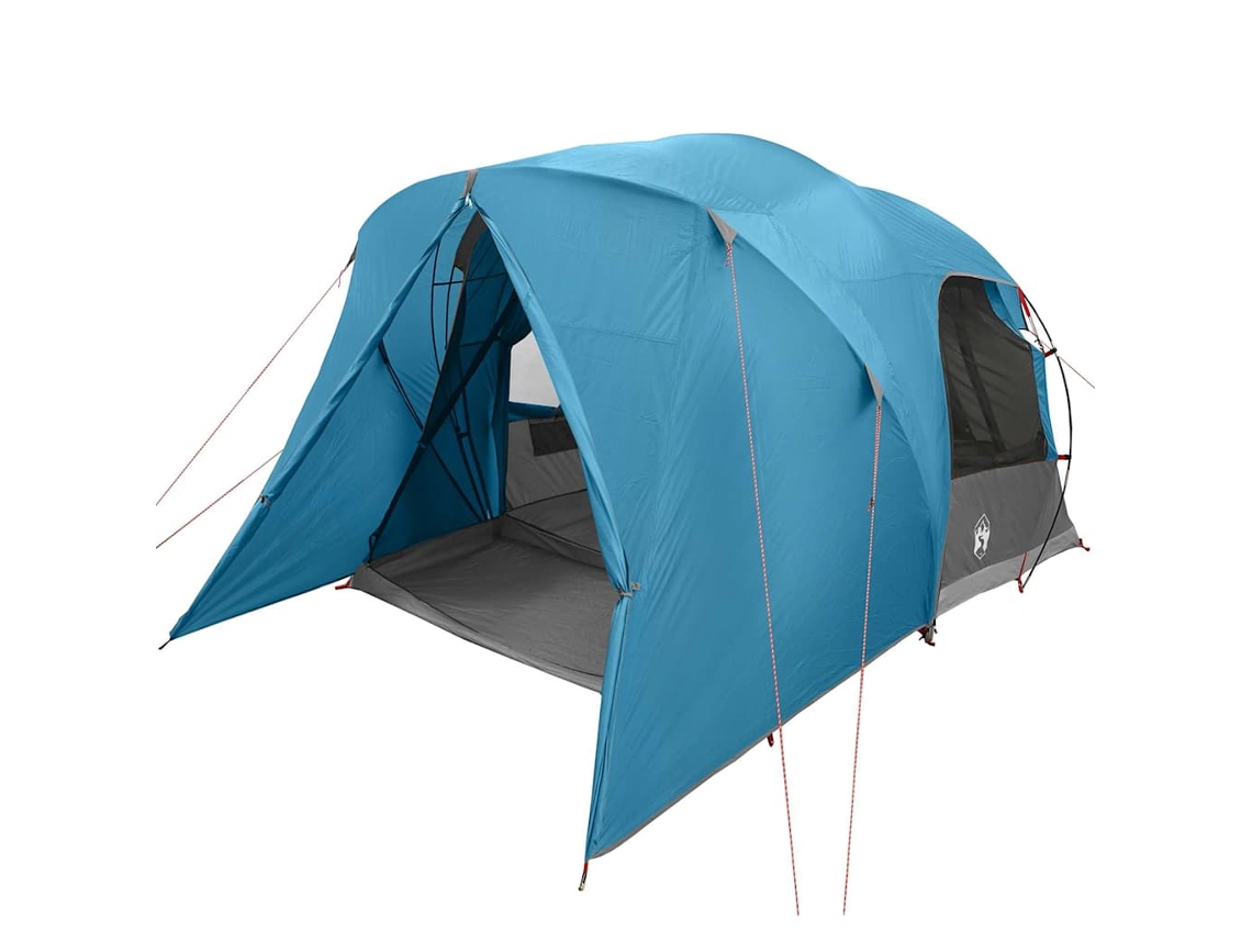 Tienda de campaña tipo domo para 6 personas con techo azul, 500 x 314 x 206 cm.