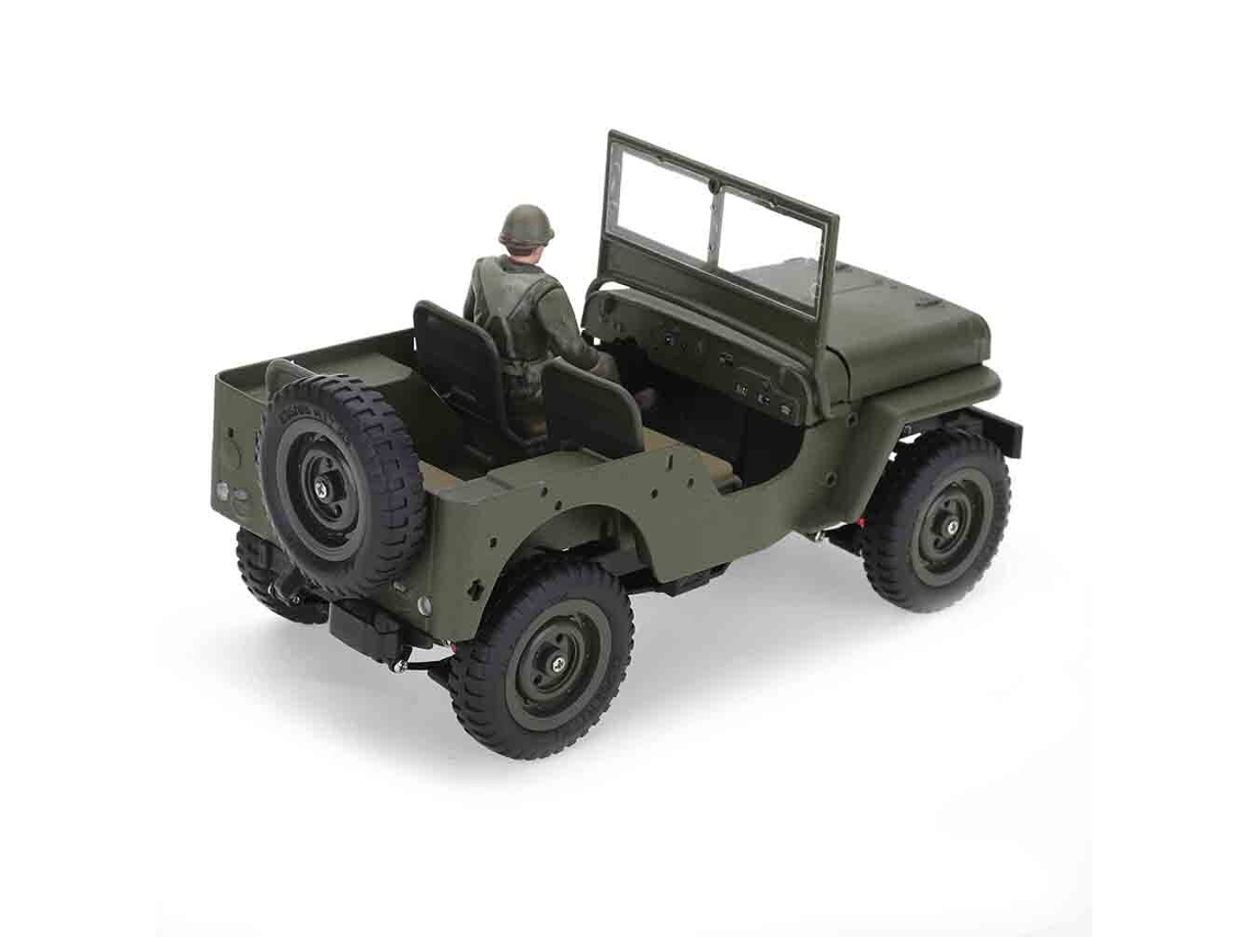 Verde Militarluxingzhe 2506-1 Rtr 1/16 2.4g 4wd Willys Mb Jeep Militar Led Aleación Chasis Metal Rock Crawler Proporcional Juguetes