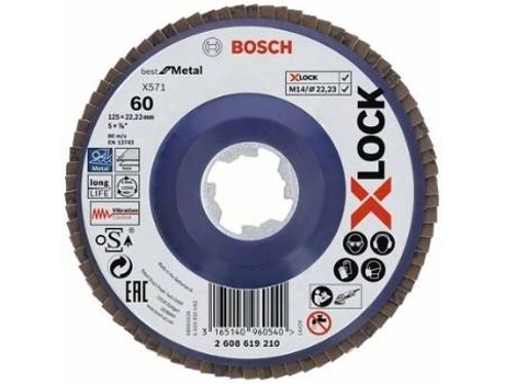 Disco de Láminas BOSCH X-Lock - Versión Recta - Placa de Plástico - 125 mm - G 60 - X571 - Best para Metal - 1 Pieza
