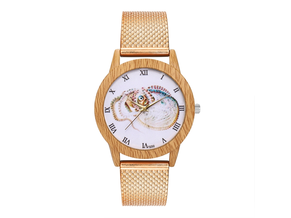 Reloj De Pulsera De Cuarzo Para Mujer Y Hombre Con Correa De Malla Dorado Rosa