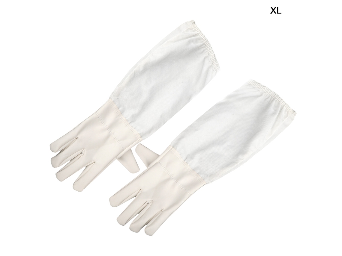 Guantes Antipicadura Para Abejas Con Mangas Largas Puño Elástico Herramienta De Protección Para Apicultores Talla Xl Blanco