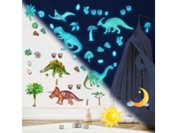 Adhesivo de pared luminoso de dinosaurio, decoración para habitación infantil Kofihety
