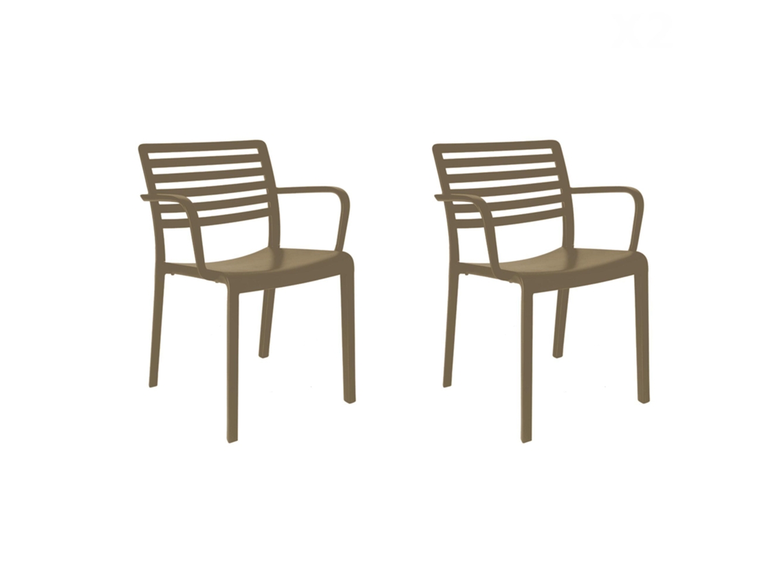 RESOL LAMA Set 2 Silla Con Brazos Interior Exterior Chocolate