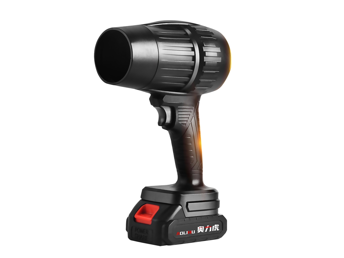Soplador de aire inalámbrico profesional con 1050 W de potencia y 1200 g de presión. Mango ergonómico.