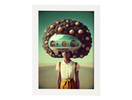 NACNIC Poster Peinado Afro En Estilo Surrealismo Cinematográfico Ilustraciones Y Grabados De Historieta Abstracta Y Artística A4 Marcos Blancos