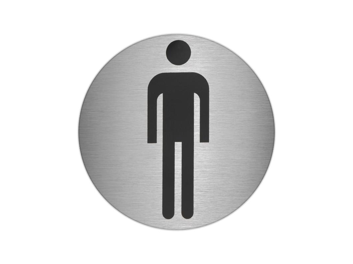 Placa adhesiva baño hombre acero inoxidable ø 7 cm.