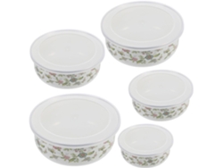 Juego De Vajilla Esmaltada Inoomp, 5 Piezas Con Tapas Herméticas, Cuencos Grandes Para Ensalada Y Sopa, Cuencos De