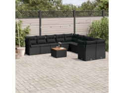 Conjunto de sofás de jardín de 11 piezas DKD Home Decor con cojines de mimbre negros