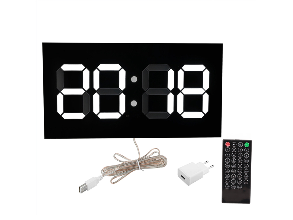 Reloj de pared electrónico 3D con mando a distancia, pantalla de 14 pulgadas, dígitos blancos, acrílico (sin marca).