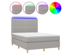 Maison Exclusive - Cama Box Spring Colchón Y Luces Led Tela Gris Claro 140x190 Cm