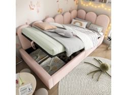 Sofá Cama Rosa De 90x190 Cm Con Estructura Metálica Hidráulica.