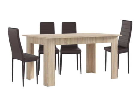 Pack Mesa de Comedor o Cocina Cambria 4 Sillas en Polipiel/metal Marron SALDOSYSTOCKS