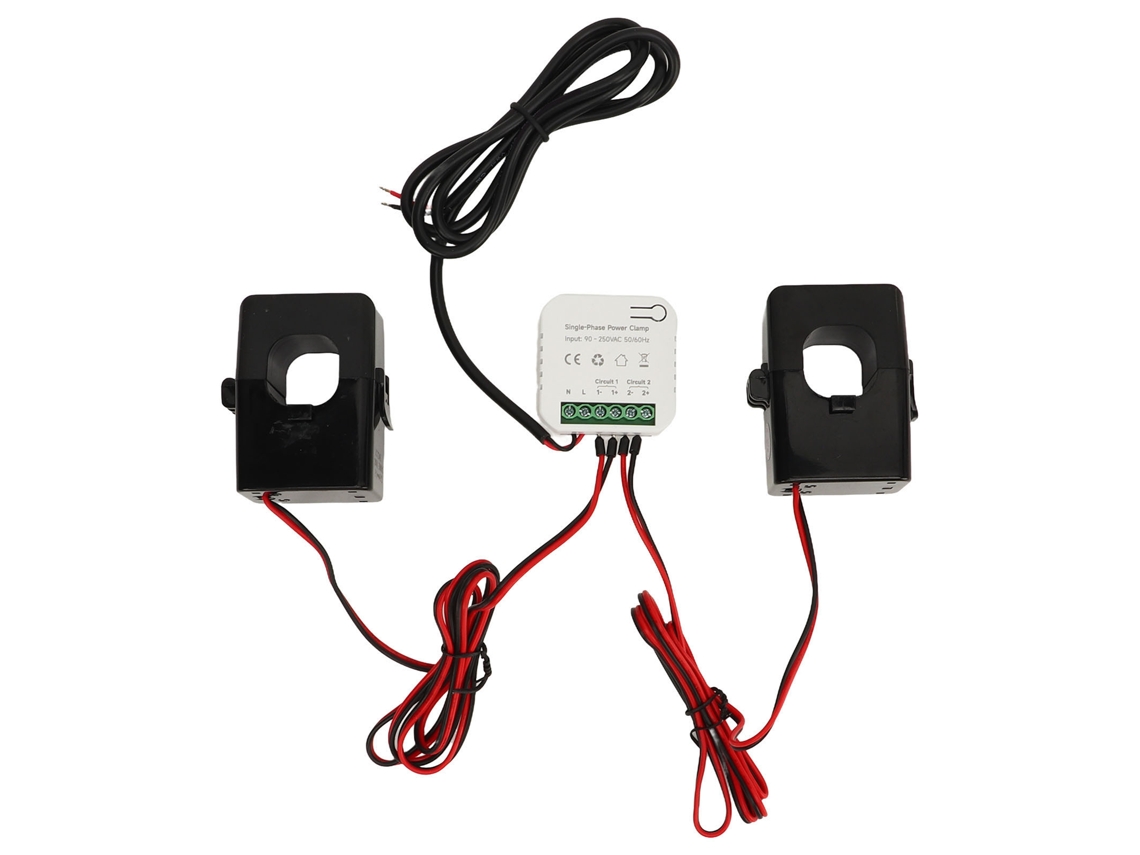Medidor De Energía Inteligente Wifi Monofásico Tuya Life Con 2 Ct 300a Clamp 90-250vac Kwh