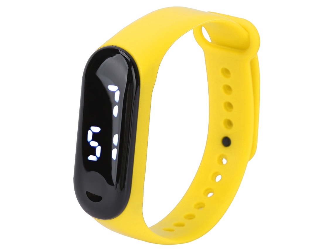 Reloj Deportivo Digital Led Amarillo Con Correa De Silicona Para Estudiantes.