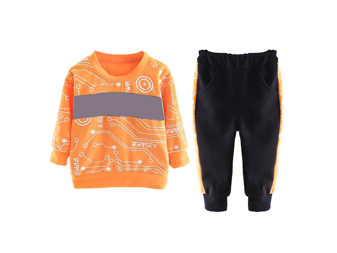 Conjunto Informal De Sudadera De Algodón Naranja Para Niño Con Estampado De Letras, 130 Cm.