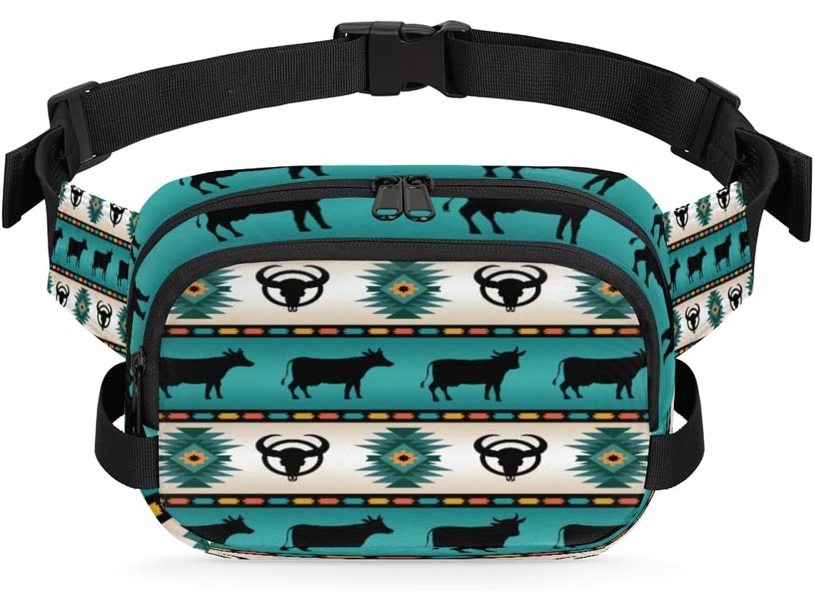 Riñonera para mujer con estampado de calavera azteca, 22,8 x 6,3 x 15,5 cm, diseño personalizable, impermeable, de alta calidad.