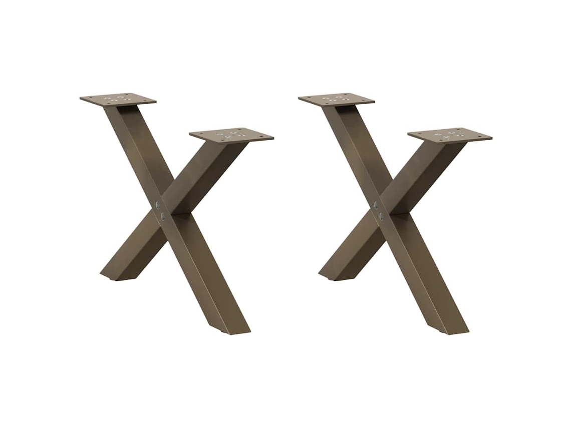 Patas De Mesa Centro Forma X 2uds Acero Natural 60x(30-31) Cm