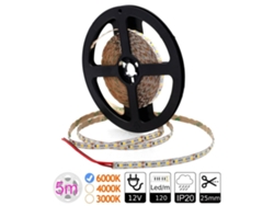 Tira Led 12V 6000K 120 Led/M 9,6W/M Corte 25mm PCB 6mm 5 Metros JANDEI
