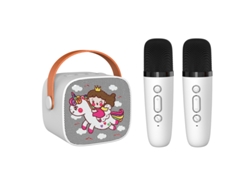 Mini máquina de karaoke para niños con altavoz portátil y micrófono inalámbrico Mdug (modelo 3 blanco con micrófono dual)