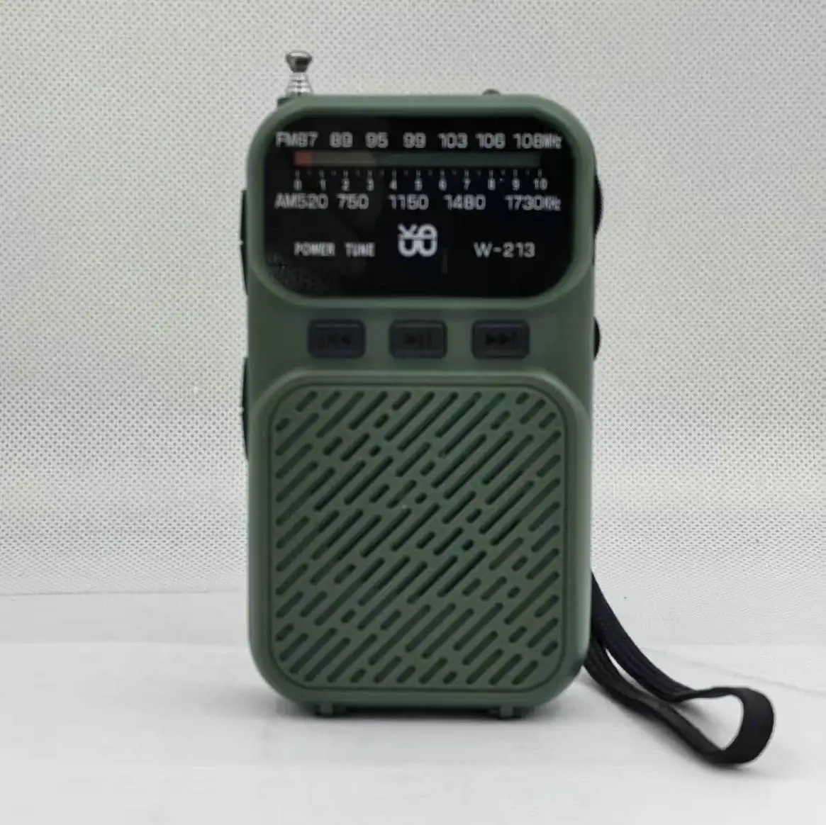 Mini radio analógica FM/AM con linterna, señal estable, DSP, recargable, altavoz Bluetooth, MDUG (verde)
