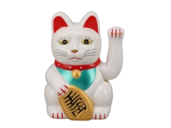 Gato De La Suerte Con Brazo Móvil, Alimentado Por Energía Solar, 5 Pulgadas, Blanco, Para Mesa Y Coche.