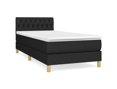 vidaXL Cama con somier y colchón 90x200 cm tela negro