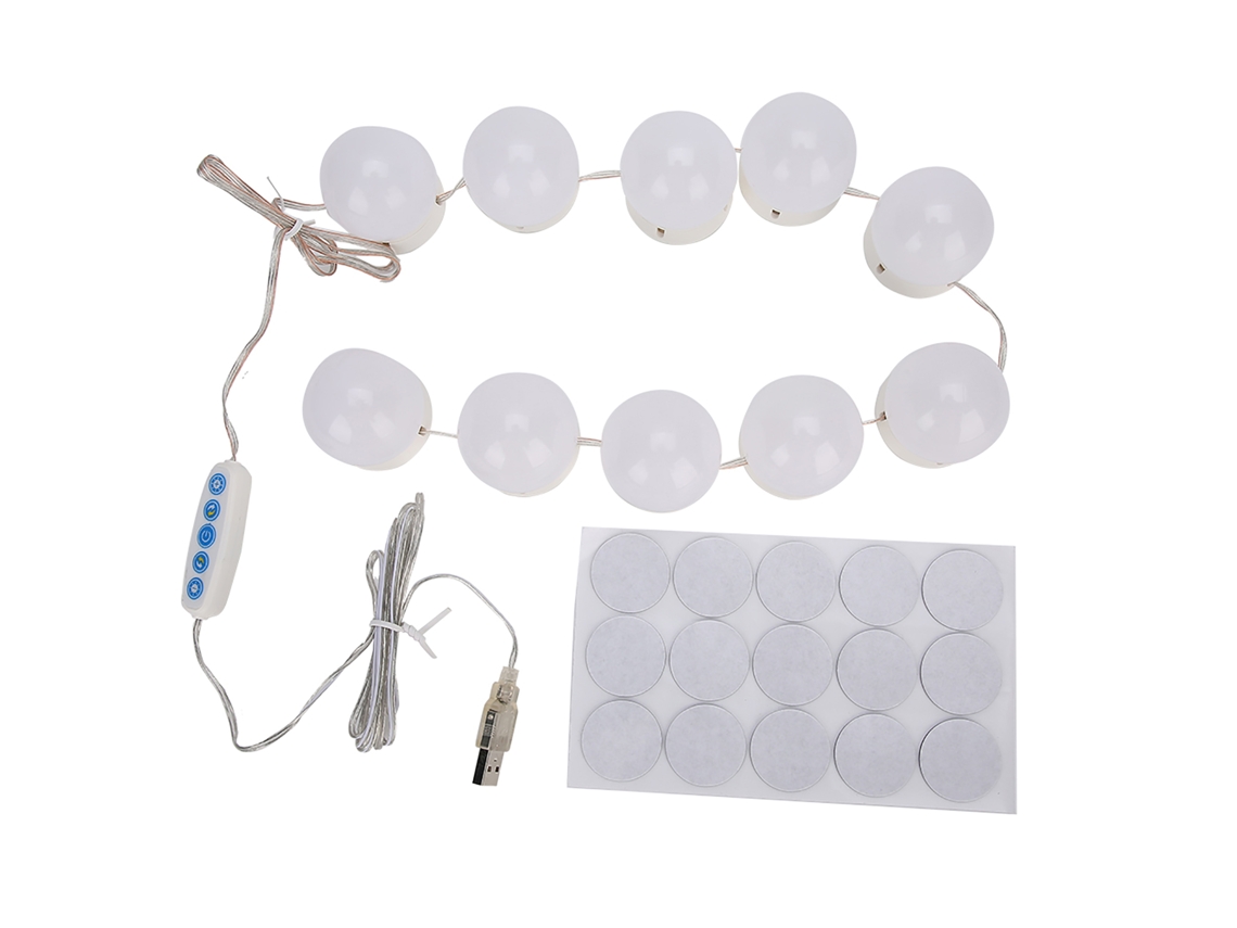 Kit de luces LED para espejo de maquillaje, 10 piezas, ajustable