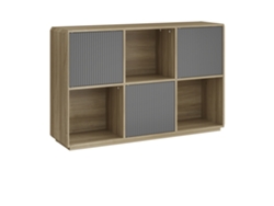 Aparador Bajo Trömi 3 Puertas Push-to-open 75x120x30cm - Efecto Roble/gris en.casa