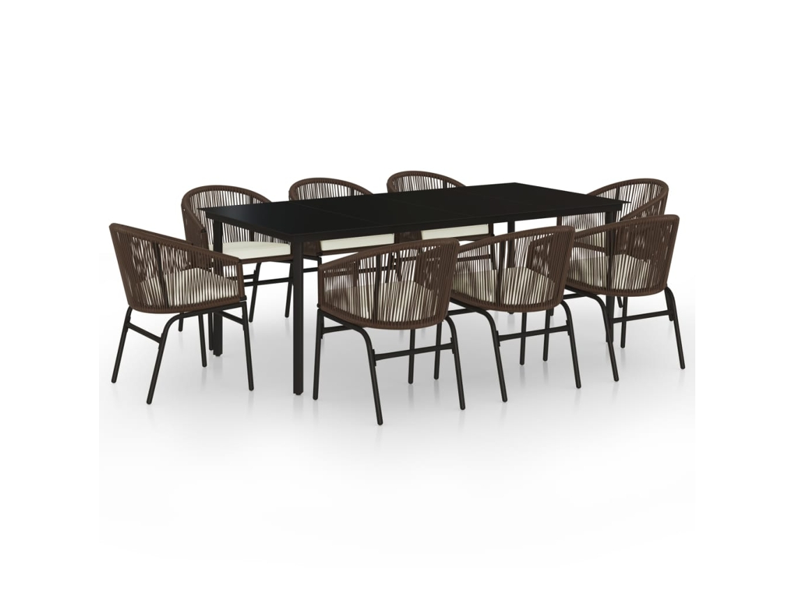Maison Exclusive - Juego De Comedor De Jardín 9 Piezas Marrón