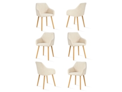 Sillas De Comedor Goeurvant 1381(pack De 6, Crema, Chenilla)