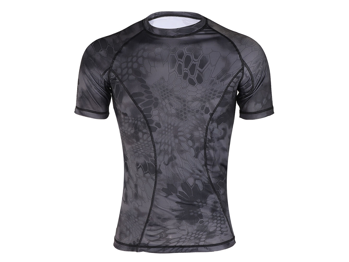 Omni-camiseta Manga Corta Elástica Alta Absorción Sudor Camuflaje Outdoor Patrón Python Oscuro M
