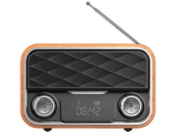 Radio Bluetooth retro con antena auxiliar/FM, altavoz portátil de emergencia, Android, madera oscura, Yizhood