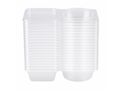 Recipiente Polski Pp Transparente 2 Compartimentos 20 Unidades Con Tapa Hermética Para Salsas Y Snacks, Portátil Para Lunchbox