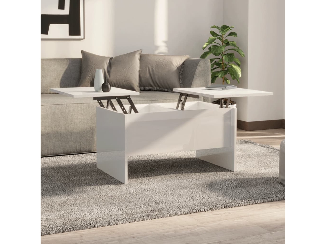 Mesa de Centro Decentro 80X50X42,5 cm Madera Procesada Blanco Brillo