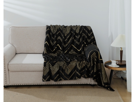 Manta con Estampado Geométrico Negro 220*240cm-BOD HOME