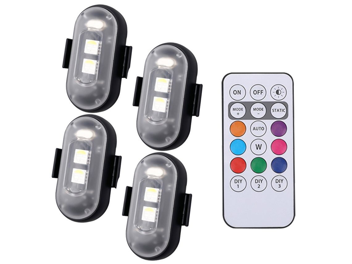 Luz De Advertencia Led Multicolor Con Control Remoto Ip65 Para Motocicletas, Bicicletas, Drones Y Seguridad.