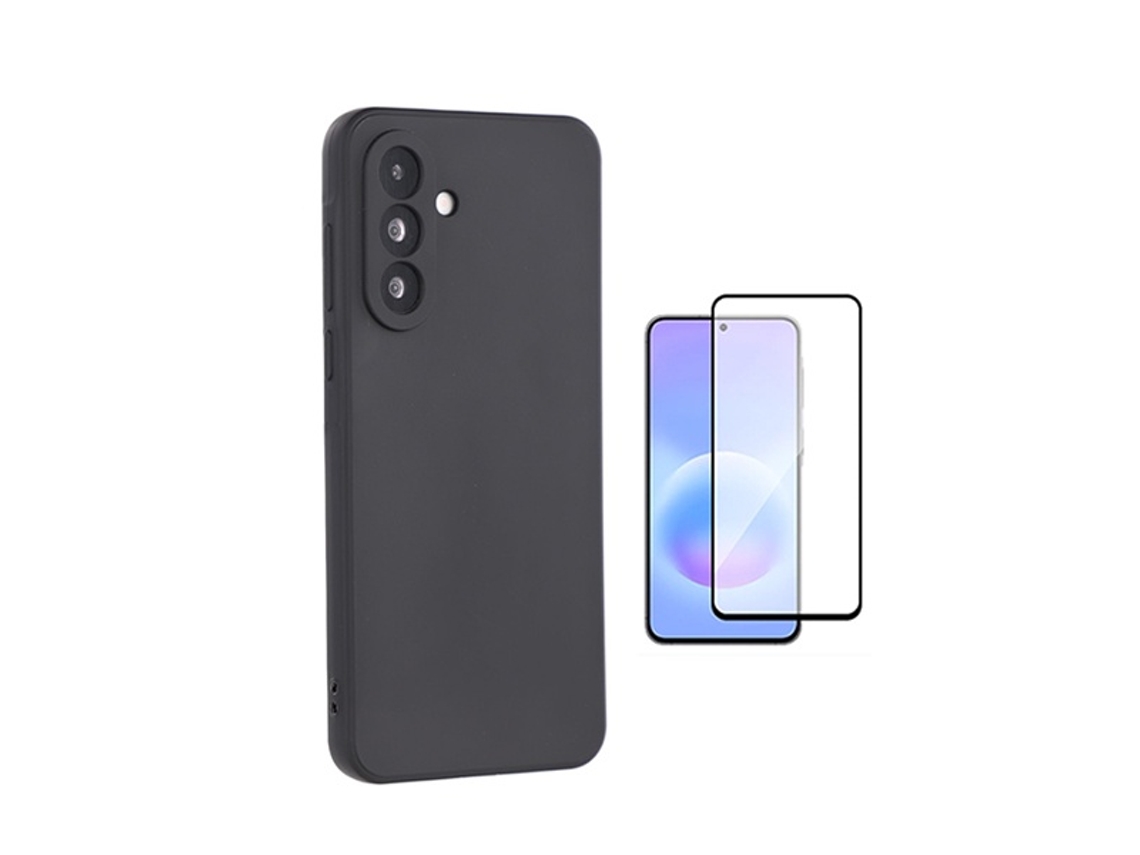 Kit De Película De Cristal Templado Gorillasglass Funda Protectora Trasera De Silicona Gift4me Para Samsung Galaxy A27 5g - Negro